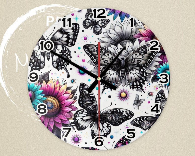 Digital Clock PNG, Sublimation Design, Printable Wall Clock