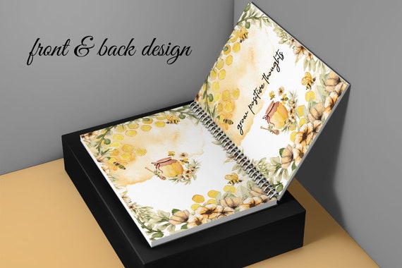 Grow Positive Thoughts DIY Gift Idea Notebook Journal Cover Sublimation Personalization Digital Download PNG, A4,A5,A6 11x8.5 Free Pen PNG