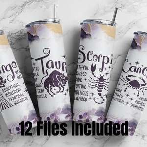 Zestaw Zodiac - Wszystkie 12 znaków zodiaku, 20z Tumbler Wraps, Zestaw Tumbler Design, Zestaw Tumbler Wrap