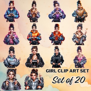 Girl Clip Art, Girl With Tattoos Art, Commercial Use Clip art,Create Your Own Designs, Sublimation, Personalize Your Designs Bundle