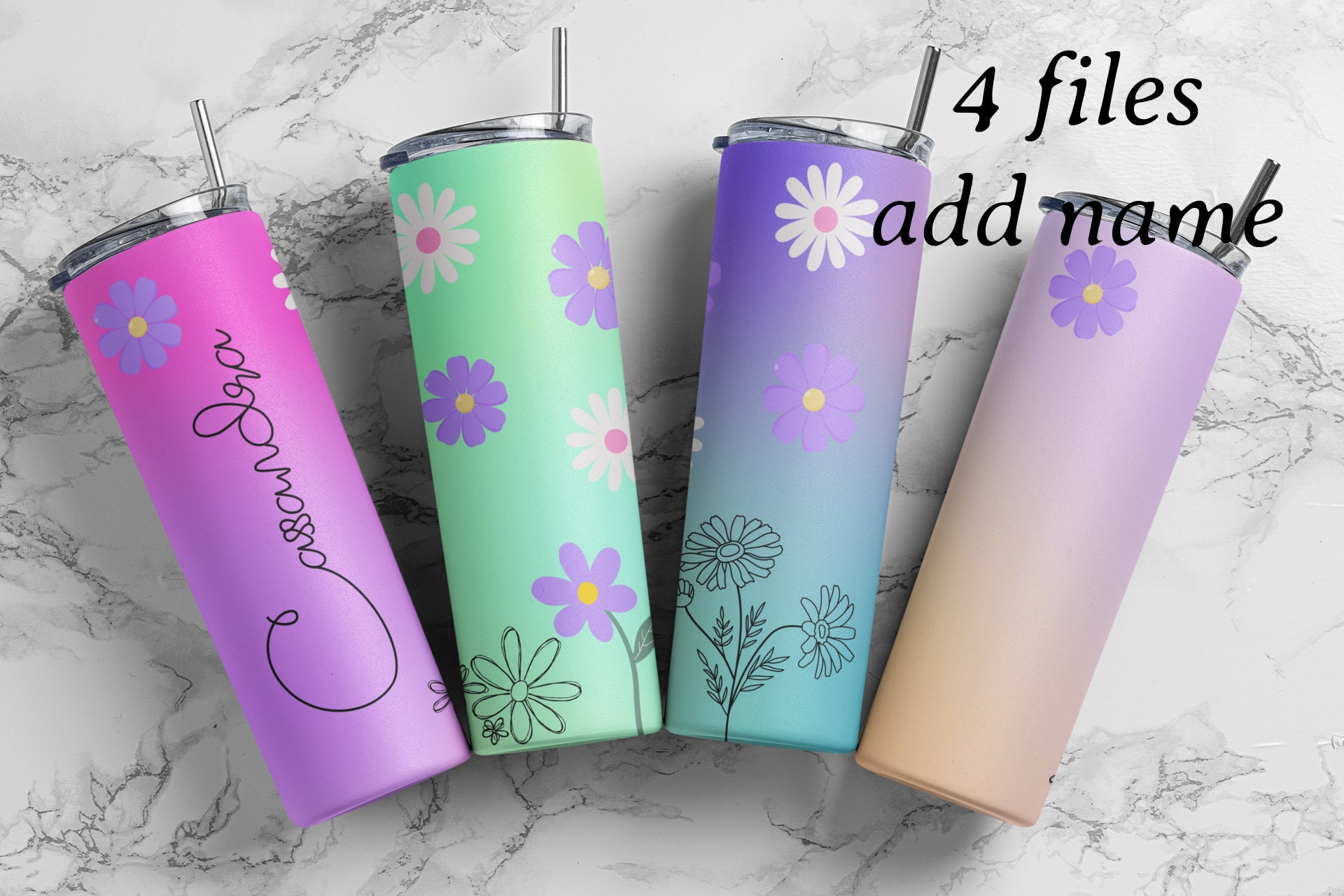 Tumbler Personnalisable Avec Nom Et Initiales - Acier Inox Powder Coated - Choix Des Couleurs - Neuf