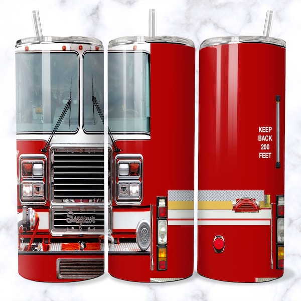 20 oz Skinny Tumbler Sublimation Design Template Download PNG DIGITAL Fire engine firefighter fire truck download 20oz wrap