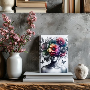 Floral Girl Journal Cover PNG Design Sublimation - Printable Planner Cover Notebook Cover - Digital Instant Download- 8.5x11 Inch