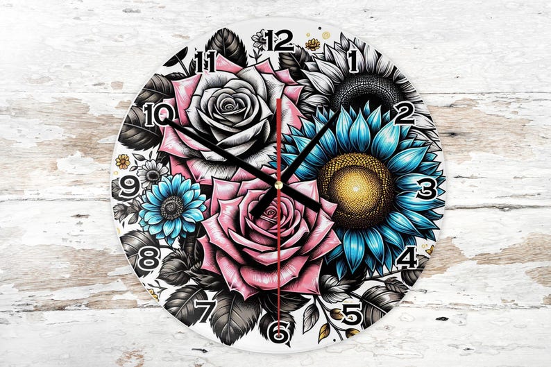 Digital Clock PNG, Sublimation Design, Printable Wall Clock