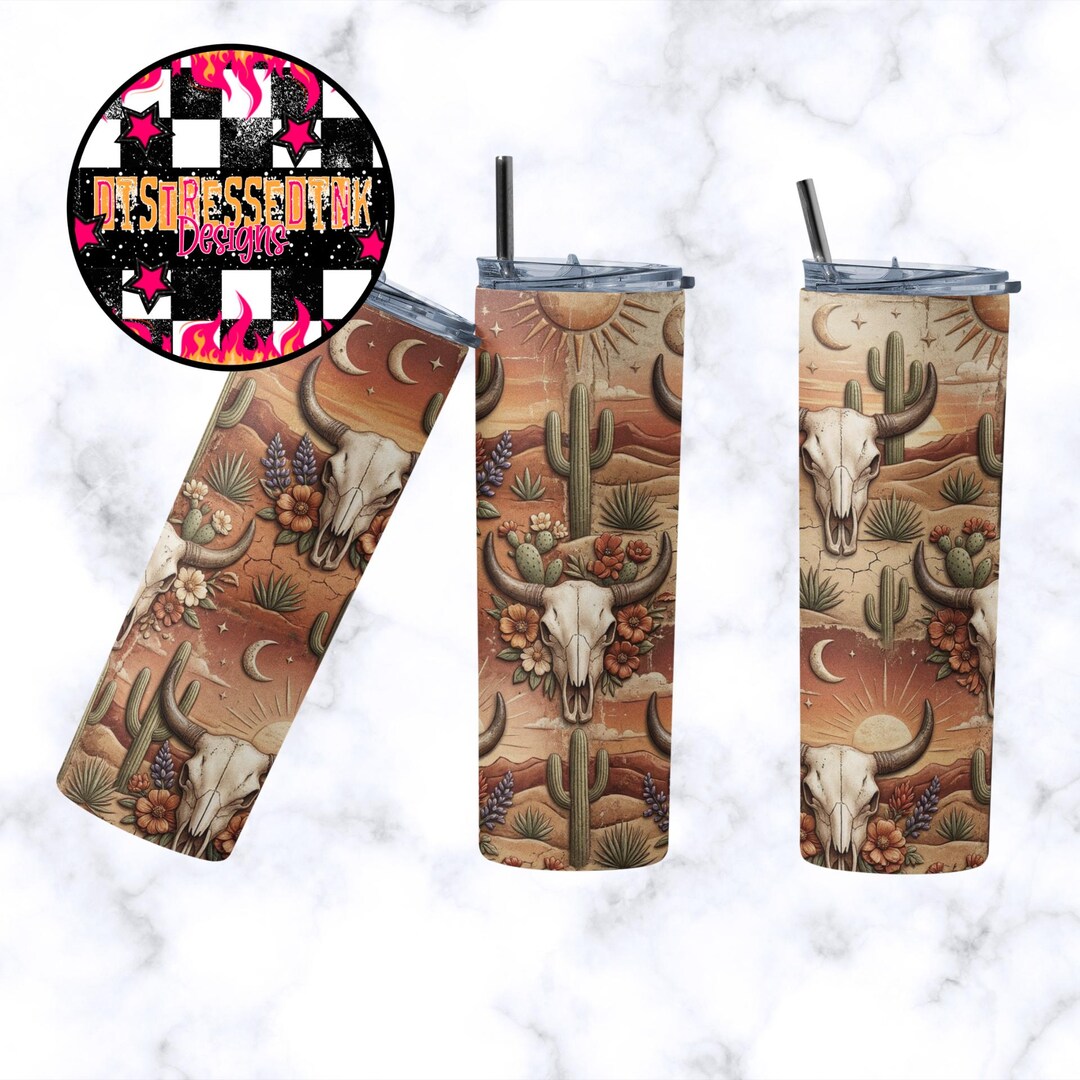 Western 3D, 20 Oz Skinny Tumbler PNG Sublimation Design Digital ...