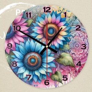 Digital Clock PNG, Sublimation Design, Printable Wall Clock, Sublimation Clock png , Clock Template , Clock Design Sublimation PNG, Floral