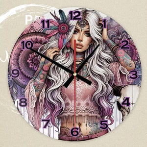 Digital Clock PNG, Sublimation Design, Printable Wall Clock, Sublimation Clock png , Clock Template , Clock Design Sublimation PNG, Floral
