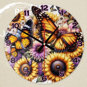 Digital Clock PNG, Sublimation Design, Printable Wall Clock, Sublimation Clock png , Clock Template , Clock Design Sublimation PNG,Butterfly