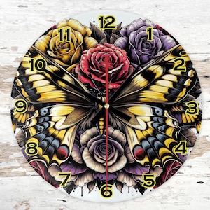 Digital Clock PNG, Sublimation Design, Printable Wall Clock, Sublimation Clock png , Clock Template , Clock Design Sublimation PNG,Butterfly