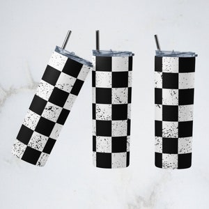 Envoltura para vaso con bandera a cuadros de 20 oz - Diseño de envoltura recta - Sublimación PNG de vaso
