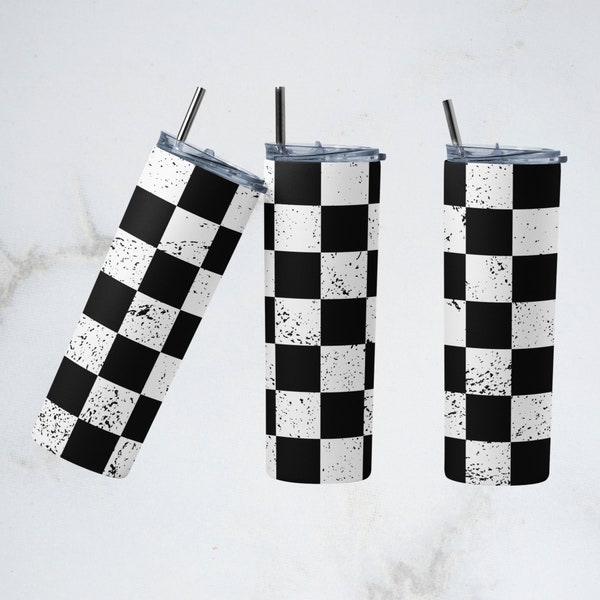 20oz Checkered Flag Tumbler Wrap - Straight Wrap Design - Tumbler PNG Sublimation