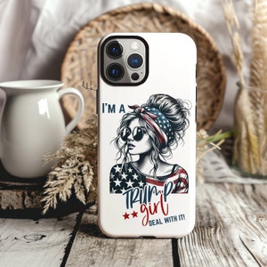Handytasche Design, passend für alle Handy-Größen, Sublimation Handyhüllen, Designs mit Zitaten, Trump Girl, USA Design, Grunge