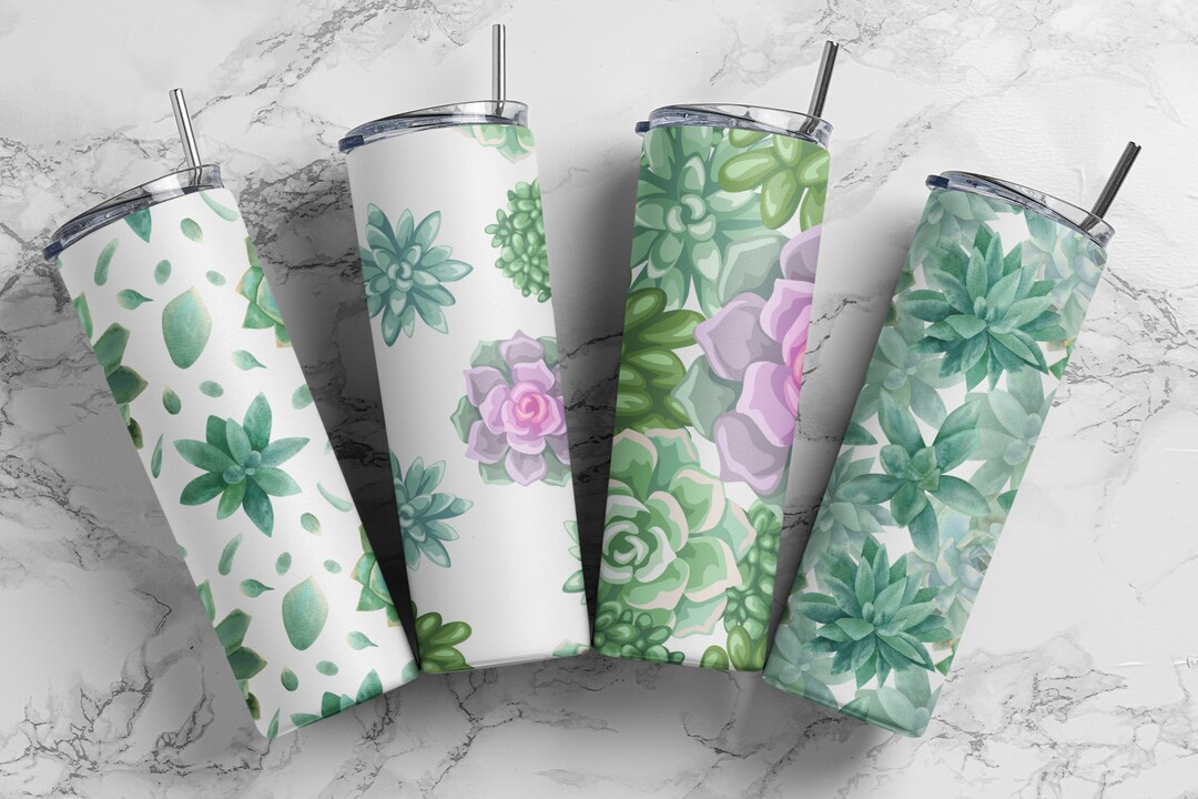 Succulent Cactus 20 Oz Skinny Tumbler Sublimation Design Digital ...