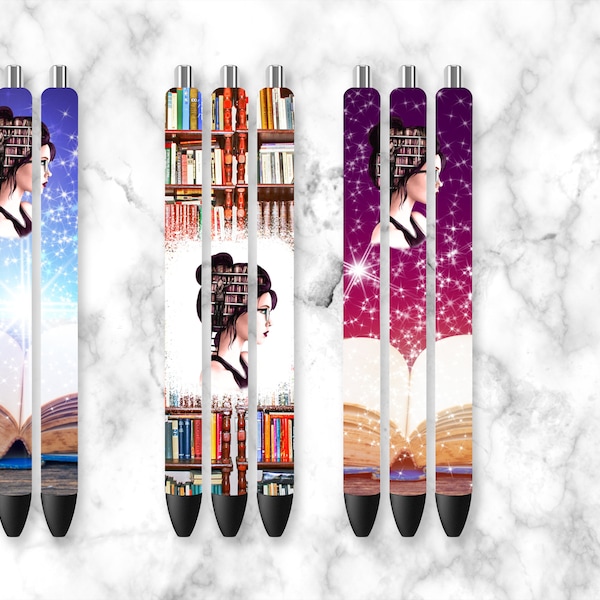 Book Lovers Pen Wraps, Book Girl Pen Wraps, Saying Wrap, PNG, Printable Vinyl, Waterslide, Digital File, Ink Joy Pen