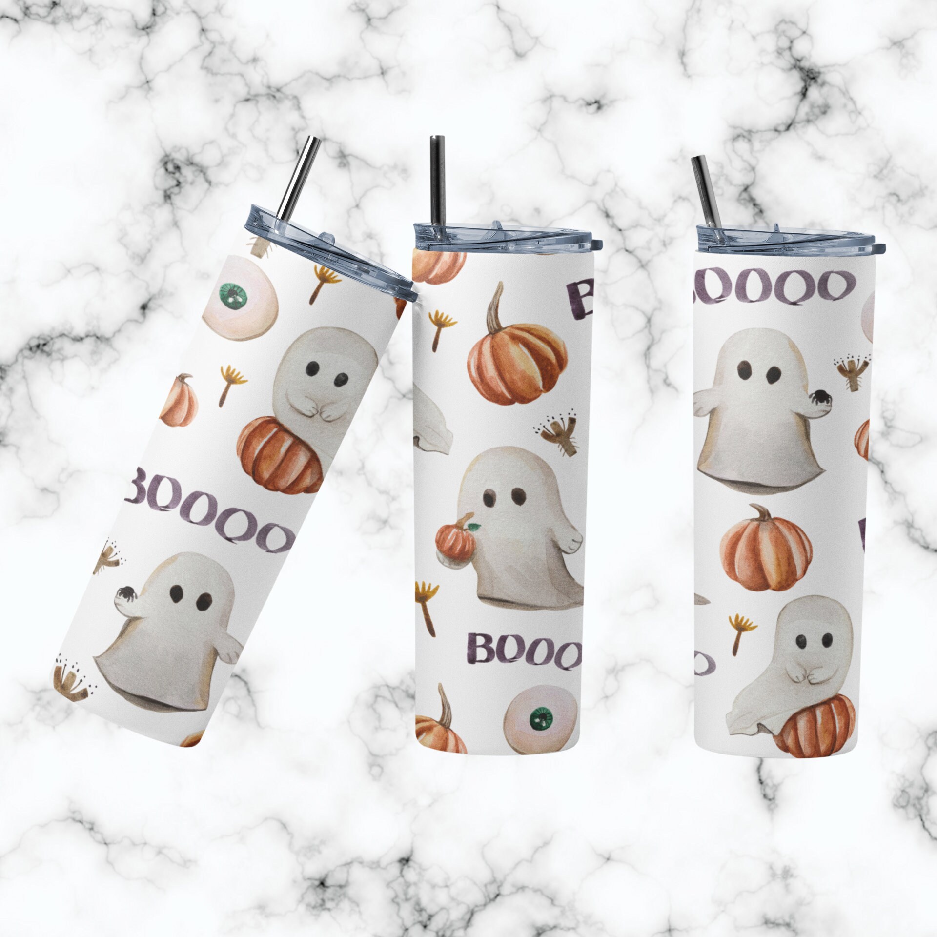 Halloween Ghosts Tumbler Halloween Design Spooky Halloween Etsy