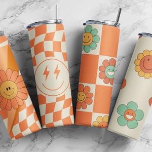 Retro daisy’s 20 oz Skinny Tumbler PNG Sublimation Bundle Design Digital Download