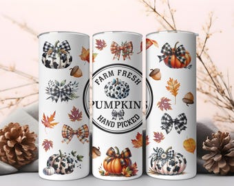 20oz Halloween tumbler. Coquette Bow, fall pumpkin Png, Farm Fresh Pumpkins Png, Sublimation Pumpkin tumbler Png, cow print Design, png file