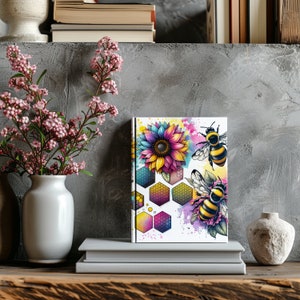 Bee Journal Cover PNG Design Sublimation - Printable Planner Cover Notebook Cover - Digital Instant Download- 8.5x11 Inch