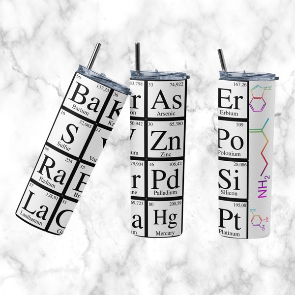 Periodic Table Tumbler Design | 20oz Tumblers | Tumbler Wrap | Tumbler Designs | PNG Sublimation Design | Elements | Chemistry