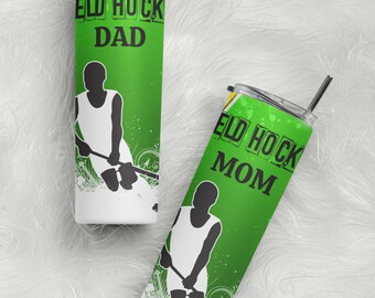 20oz Skinny Tumbler Field Hockey Mom/Dad Designs Template Straight PNG File Download Field Hockey mom sport tumbler design