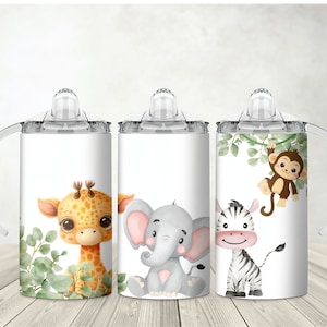 12oz straight sublimation sippy cup wrap, Safari Animals sippy cup Sublimation PNG, Elephant, Zebra, Instant Download, Tumbler Template