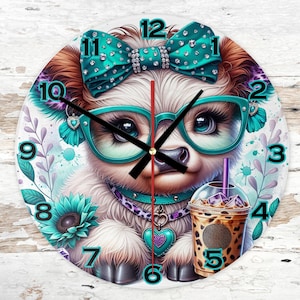 Digital Clock PNG, Sublimation Design, Printable Wall Clock, Sublimation Clock png , Clock Template , Clock Design Sublimation PNG, Cow