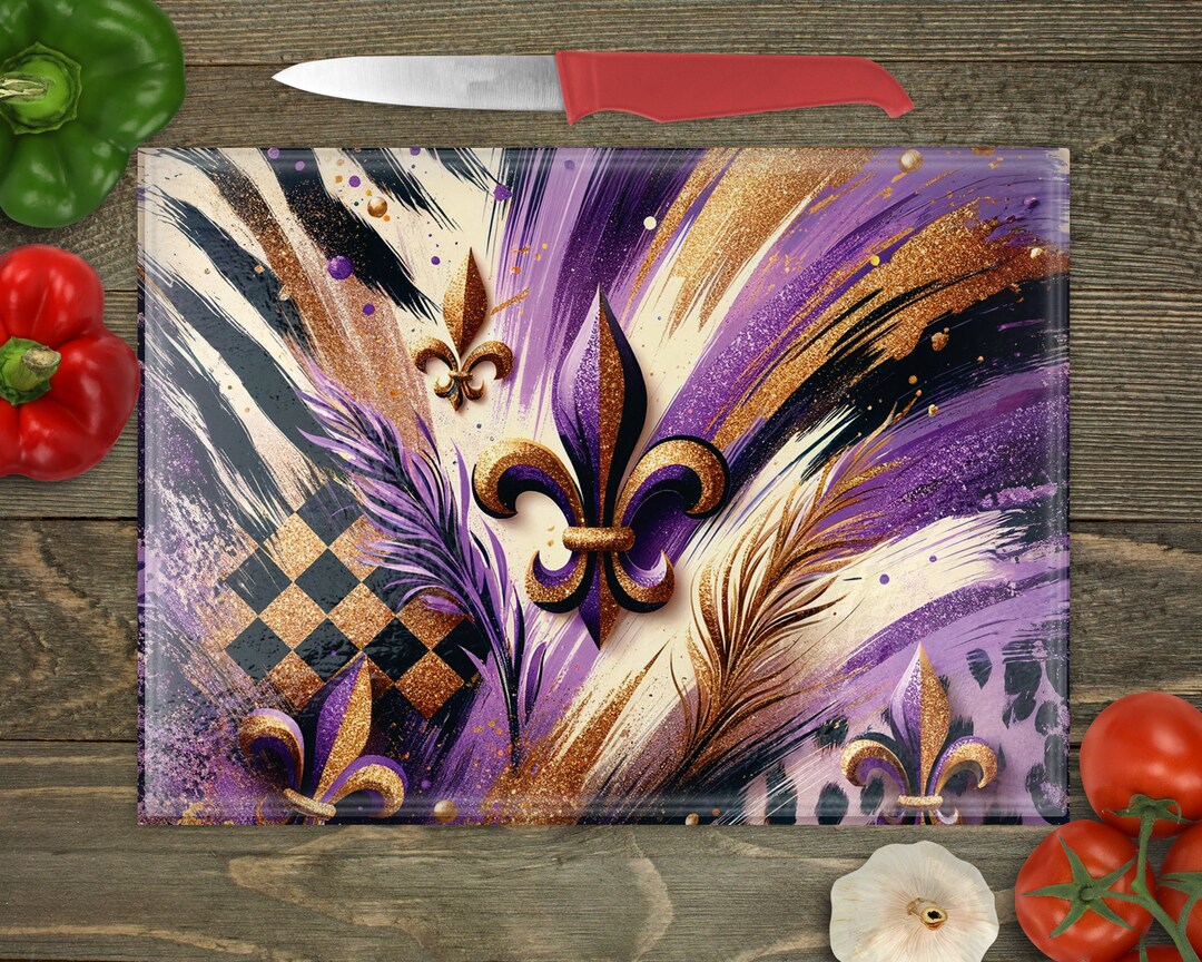 Mardi Gras Cutting Board Design Download, Gnome Glass Cutting Board PNG