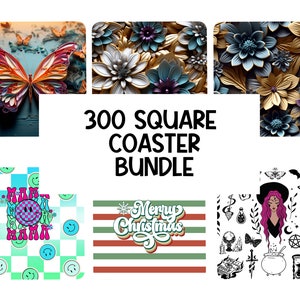 300 + Square coaster Bundle, sublimation design digital PNG Coaster Designs, Coaster Design, Sublimation Square Coaster Template, Square PNG