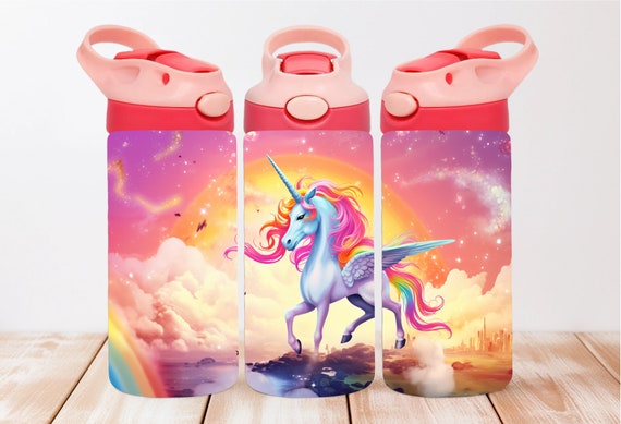 12oz Kids Bottle with Straw Cap - Unicorn