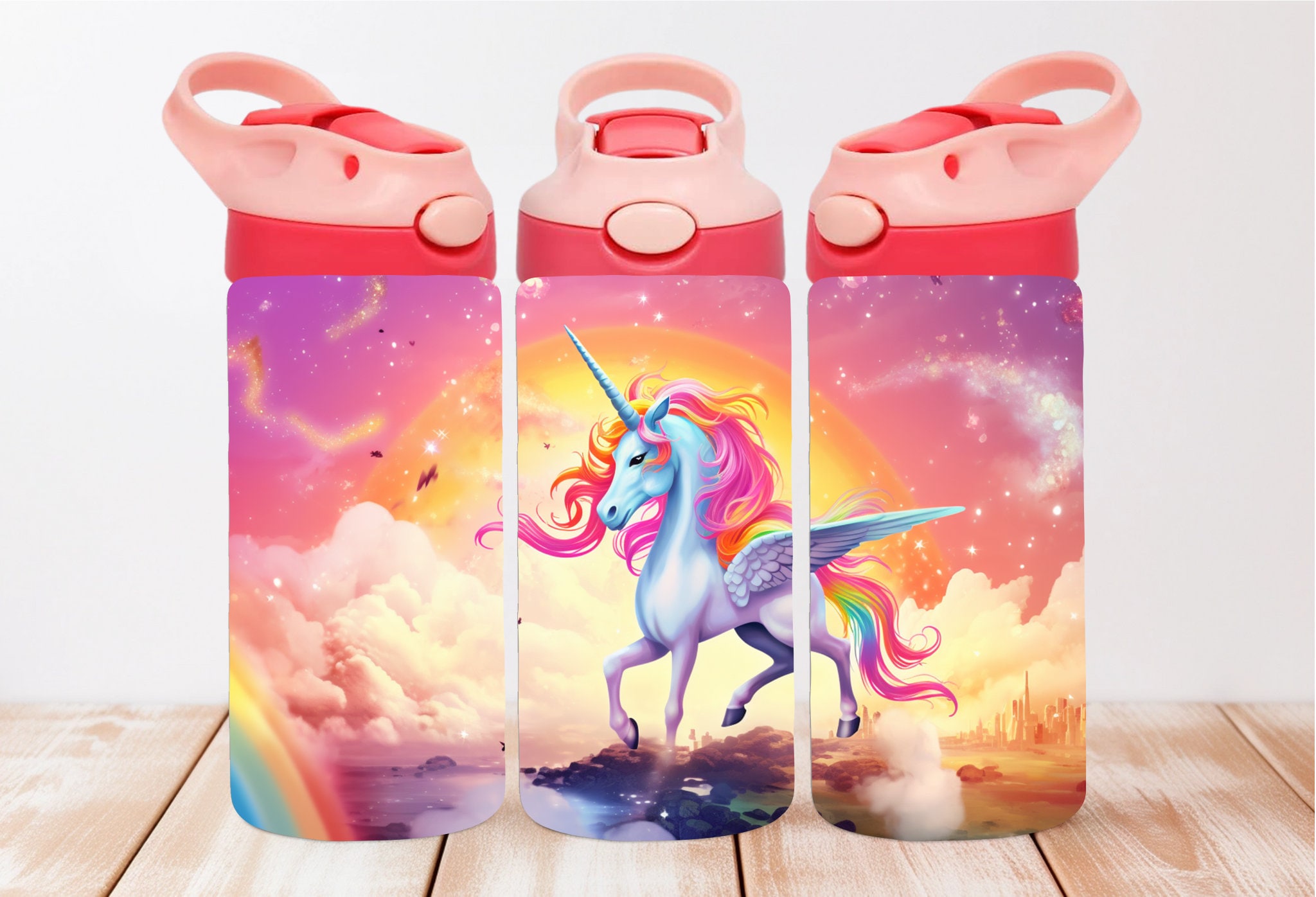 Unicorn Kids Bundle Tumbler design 12oz flip top & Sippy cup