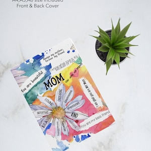 Mom Flower DIY Gift Idea Notebook Journal Cover Sublimation Personalization Digital Download PNG Beautiful Design, A4,A5,A6 11x8.5