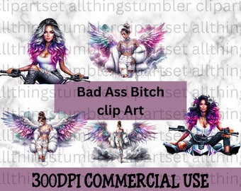 Bad Ass Bitch Clip Art, Girl With Tattoos Art, Commercial Use Clip art, Create Your Own Designs, Sublimation, Personalize Your Designs