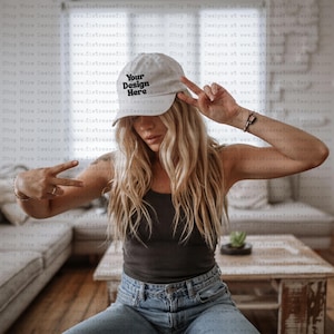 Boho Hat Mockup | Trucker Hat Mockup PNG | Digital Download | Hat Product Display | 90s Aesthetic | Blank Mockup | Apparel Mockup