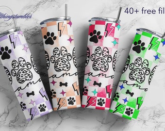 Dog Mom 20oz Skinny Design Dog Mom Tumbler Wrap Sublimation Download PNG Commercial Use