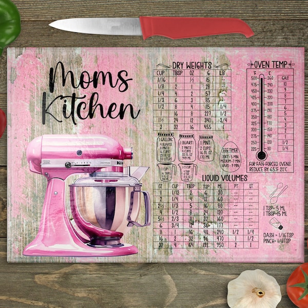 Mom's Kitchen Cutting Board Design Download, watercolour Mixer Glass Cutting Board PNG Printable Digital File