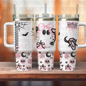 Halloween Ghostie 40 oz Tumbler PNG, Cute Spooky Ghost Wrap, Digital Download for Sublimation, Halloween Tumbler Design, Commercial Use