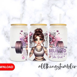 Libbey PNG, Weight Lifting Libbey Png, 16oz Libbey Glass Can Design, Workout Sublimation designs, Libbey Cup PNG, 16oz Tumbler PNG