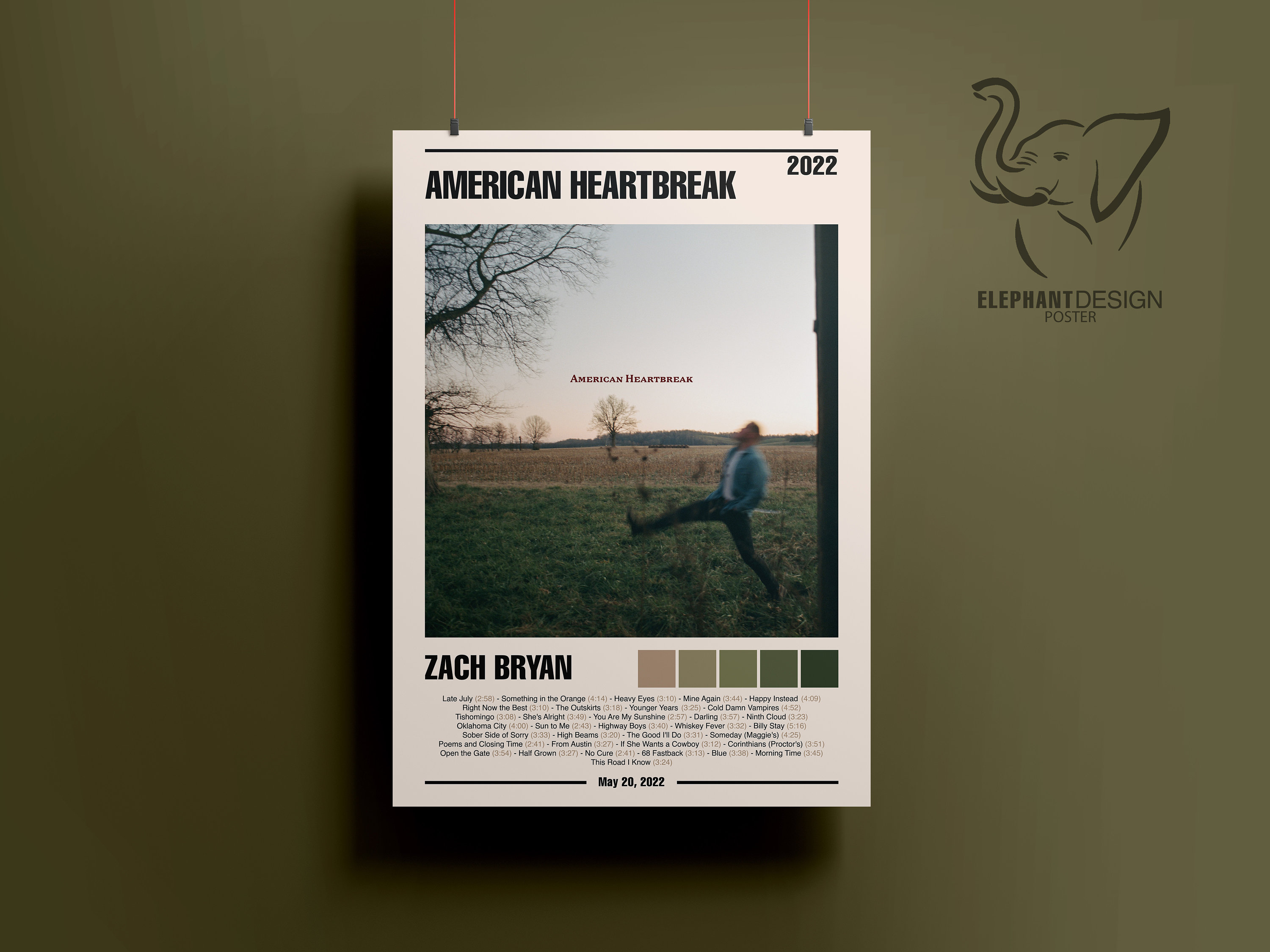 American Heartbreak Poster | Zach Bryan | Album Poster