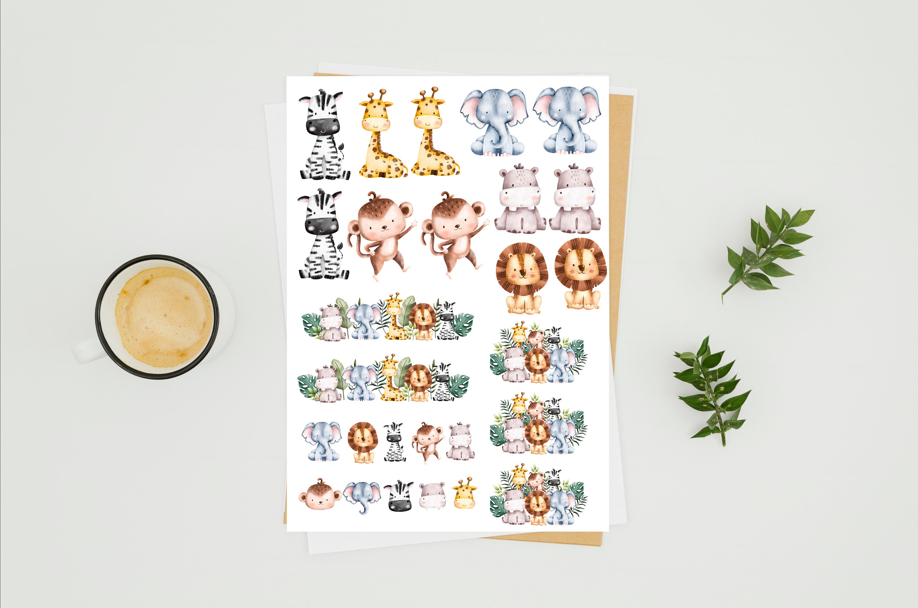 Safari Animal Stickers Animal Sticker Variety Pack Printable Etsy