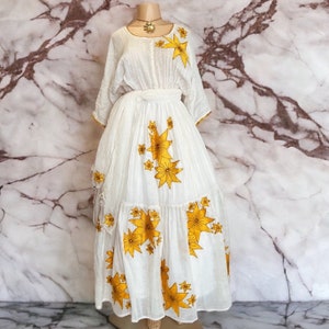 Ethiopian Traditional dress |የሐበሻ የሐገር ባህል ልብስ|Ethiopian new year dress |Habesha Kemis|Zuria|yellow Ethiopian dress| kamis|