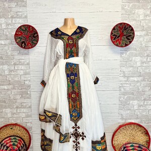 Ngista saba ንግስተ ሳባEthiopian & Eritrean dress Hahilwe Kemis የሐበሻ የሐገር ባህል ልብስEthiopian new year dress Habesha KemisZuria image 4
