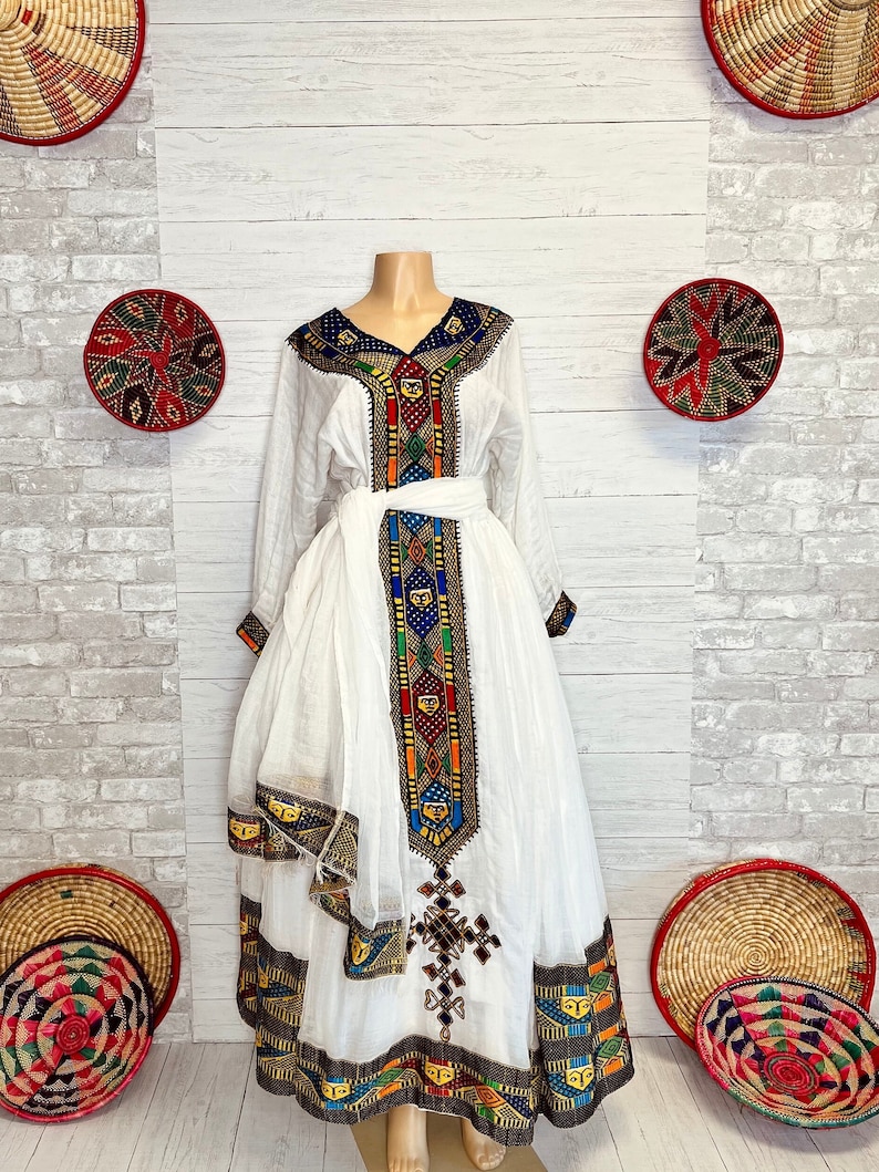 Ngista saba ንግስተ ሳባEthiopian & Eritrean dress Hahilwe Kemis የሐበሻ የሐገር ባህል ልብስEthiopian new year dress Habesha KemisZuria image 4