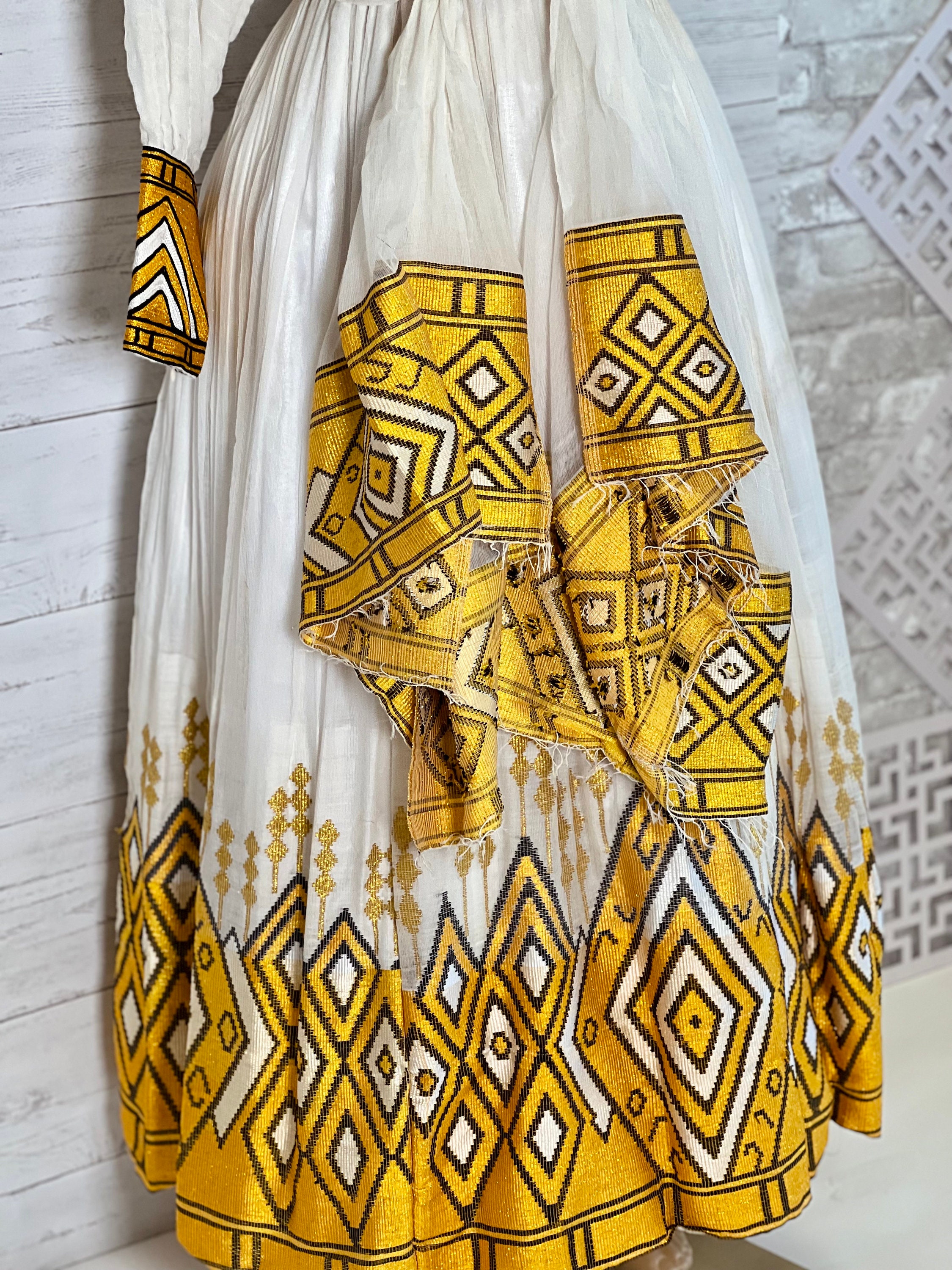 slim fit dress slacks Elegant Ethiopian Traditional Dress Gold Embroidered Habesha KemiS S main image 0