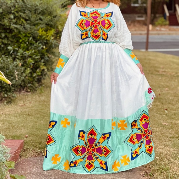 ethiopian new year dress Yellow designs Habesha dress for New year vibrant Habesha Kemis S