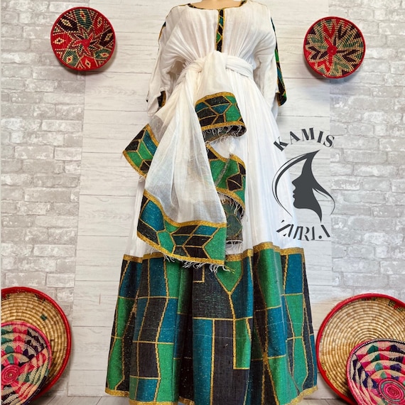 slim fit dress slacks Golden Yellow Wide Tilet Habesha Dress Modern Habesha KemiS Ethiopian Dress Style Traditional Habesha Libs XL