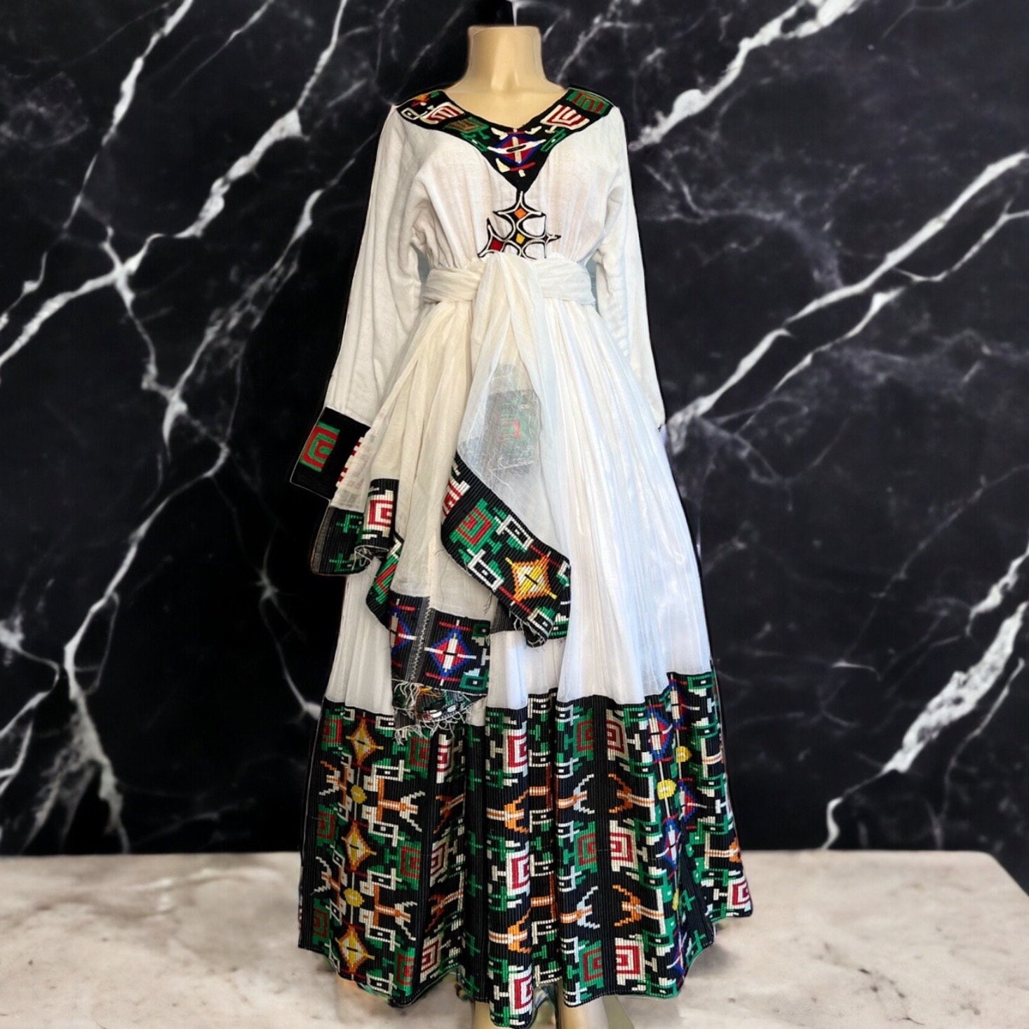 Chiffon ethiopian dress hot sale