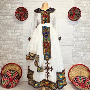 Ngista saba ንግስተ ሳባEthiopian & Eritrean dress Hahilwe Kemis የሐበሻ የሐገር ባህል ልብስEthiopian new year dress Habesha KemisZuria image 2