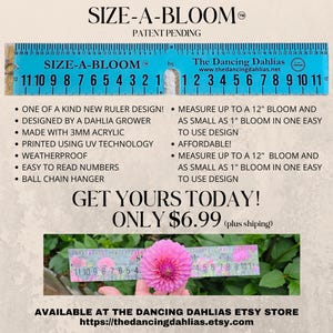 Dahlia Measuring Ruler/ Flower Ruler/Size-A-Bloom/Patent Pending/Bloom Sizing Ruler/Flower Farmer Tool