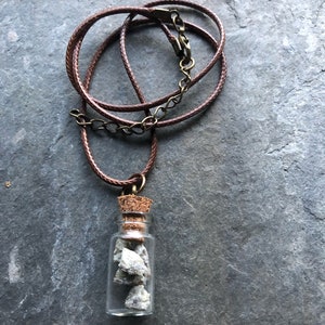 Irish Connemara Marble in tiny glass vial  pendant - gift from Ireland - irish green marble - 18inch leather cord