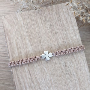 Makramee Armband Glücksklee / Armband vierblättriges Kleeblatt / Glücksarmband / Glücksbringer Armband silber/gold/roségold / Geschenkidee